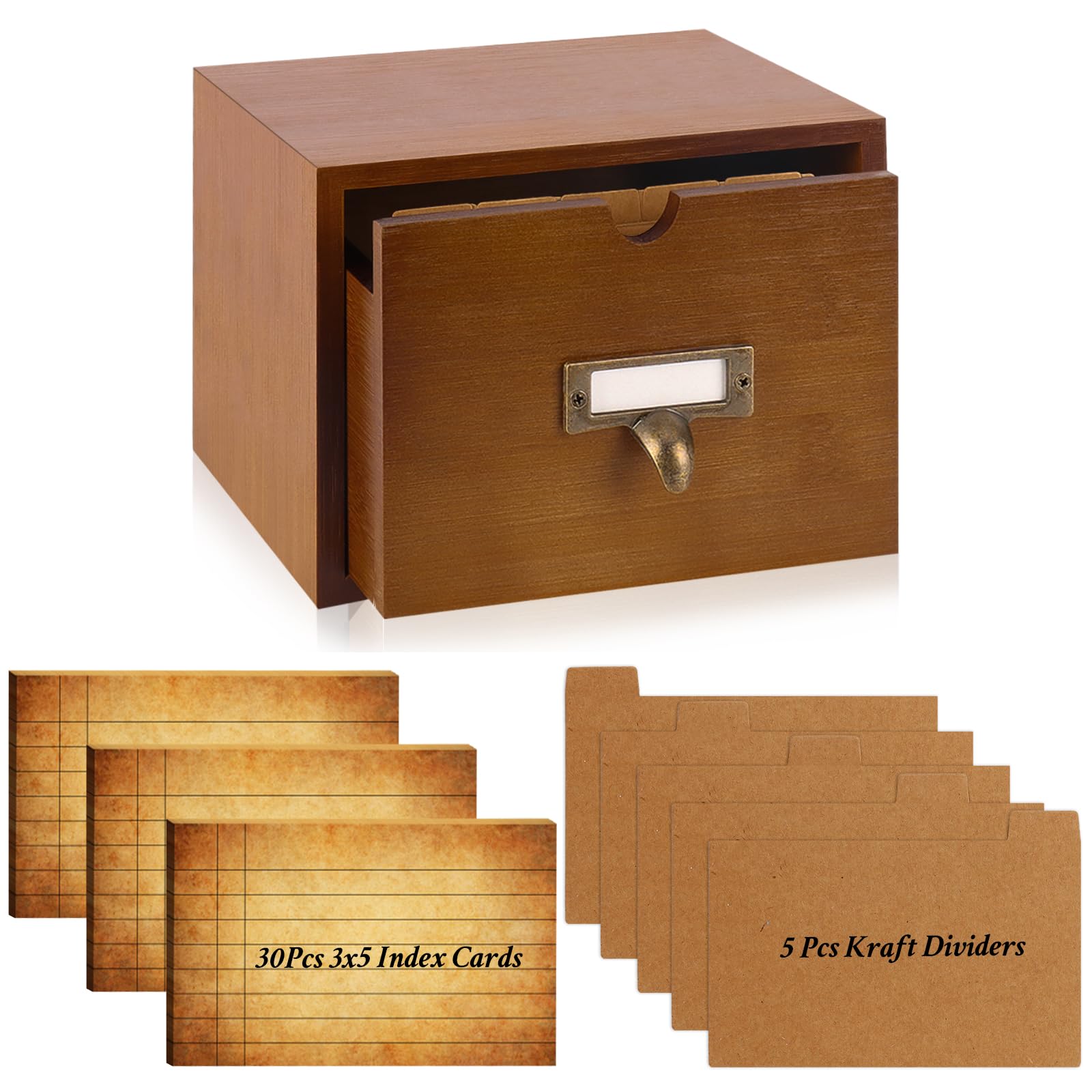 池内友次郎書誌 Bibliography and Index Series 5 DLUGOPIS 3x5 Index Cards Holder Wood Index Card Organizer Box
